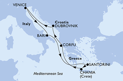 MSCマニフィカで行くイタリアギリシャの島々とクロアチア7泊8日