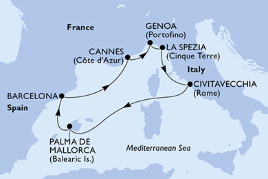 MSC MERAVIGLIAで巡る地中海8日間